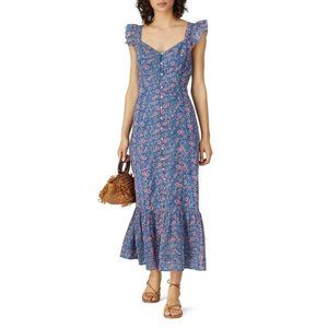 Cleobella Blue and Pink Floral Midi Dress